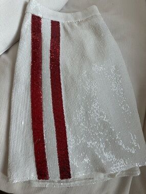 NEW Queen of Sparkles Full Sequin Varsity Skirt/Skort w/Red Stripes. Size L